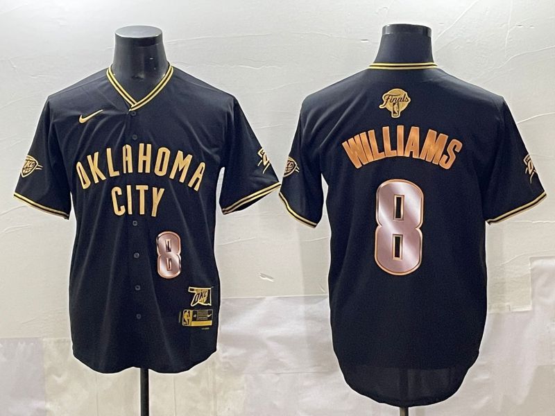 Men 2025 Oklahoma City Thunder #8 Williams Black Gold Nike Joint Name NBA Jersey style 16->oklahoma city thunder->NBA Jersey